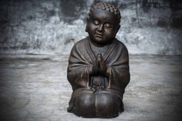 Chubby Buddha praying on the knees