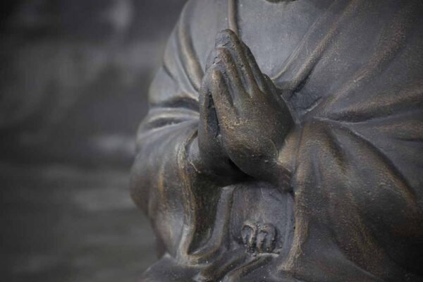 Chubby Buddha praying on the knees
