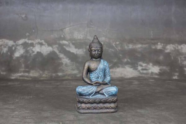 Sitting Buddha folded hands blue