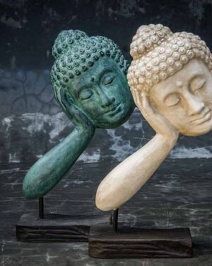 Stonework products floating Buddha head Pair