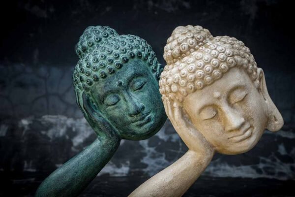 Stonework products floating Buddha head Pair close