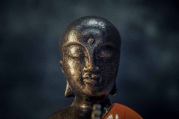 female buddha head details orange