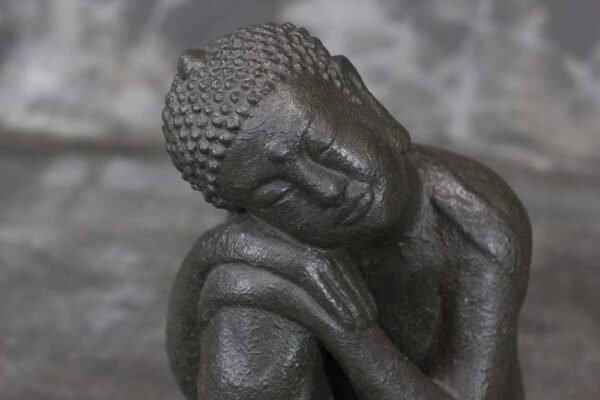 Buddha head resting on knee